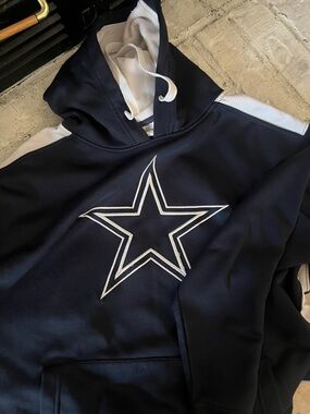 Dallas Cowboy Authentic Star Hooded Pullover with White Accents sz L w 3x tee